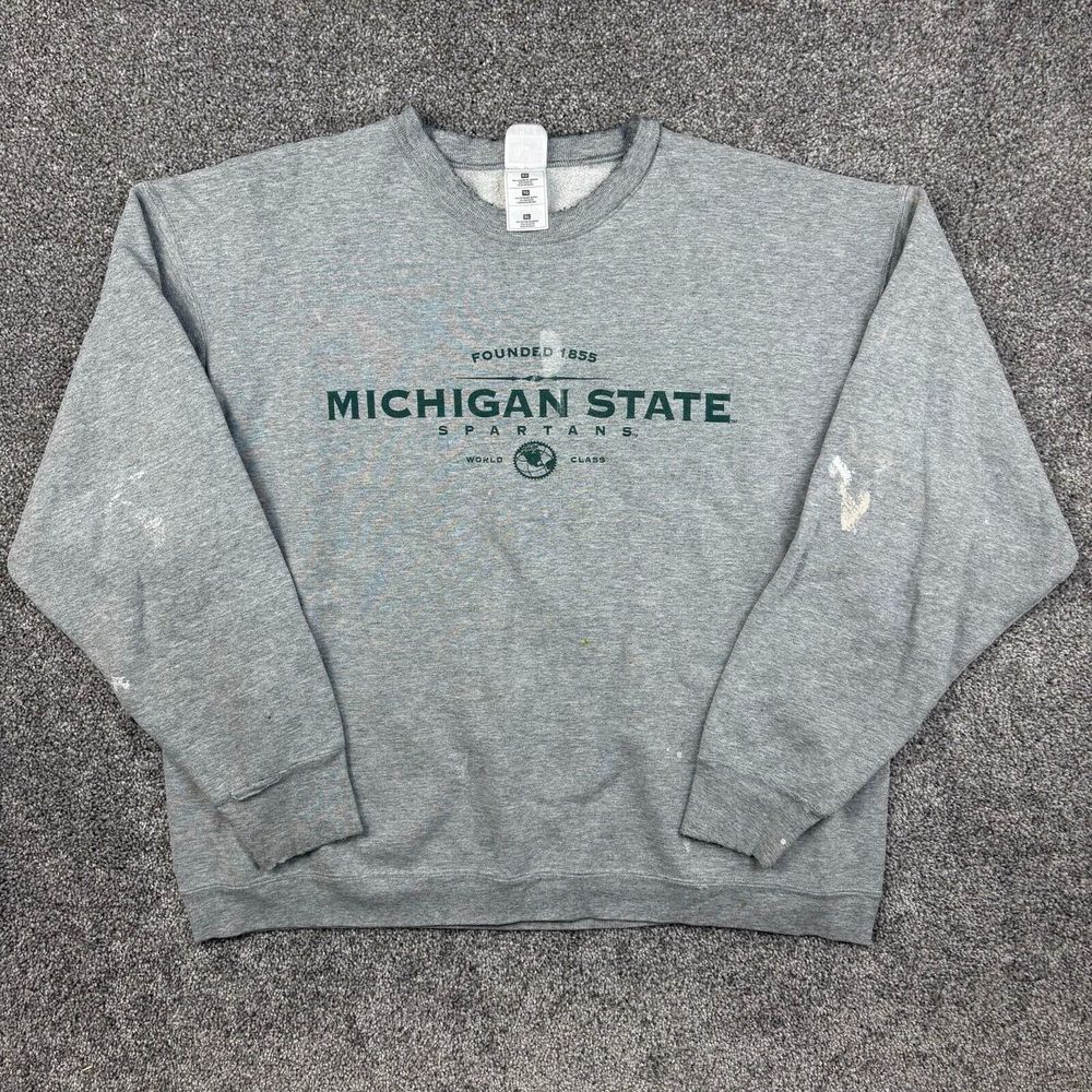 Vintage Michigan State Spartans Sweatshirt Mens XL Gray Bar Logo Crewneck